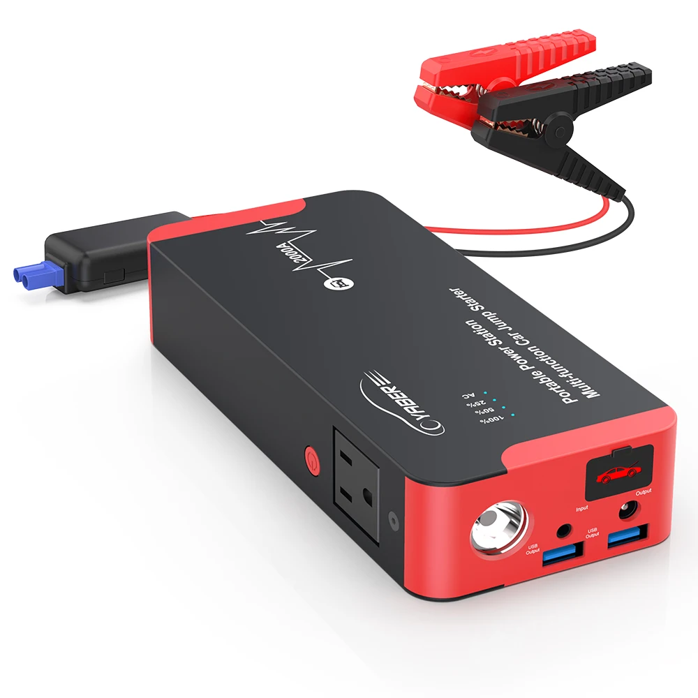 Car Jump Starter 22000mAH 2000A Peak Currrent 12V Auto Battery Booster 100W AC Output for Laptop QC3.0 Emergency Tool Power Bank
Car Jump Starter 22000mAH 2000A Peak Currrent 12V Auto Battery Booster 100W AC Output for Laptop QC3.0 Emergency Tool Power Bank