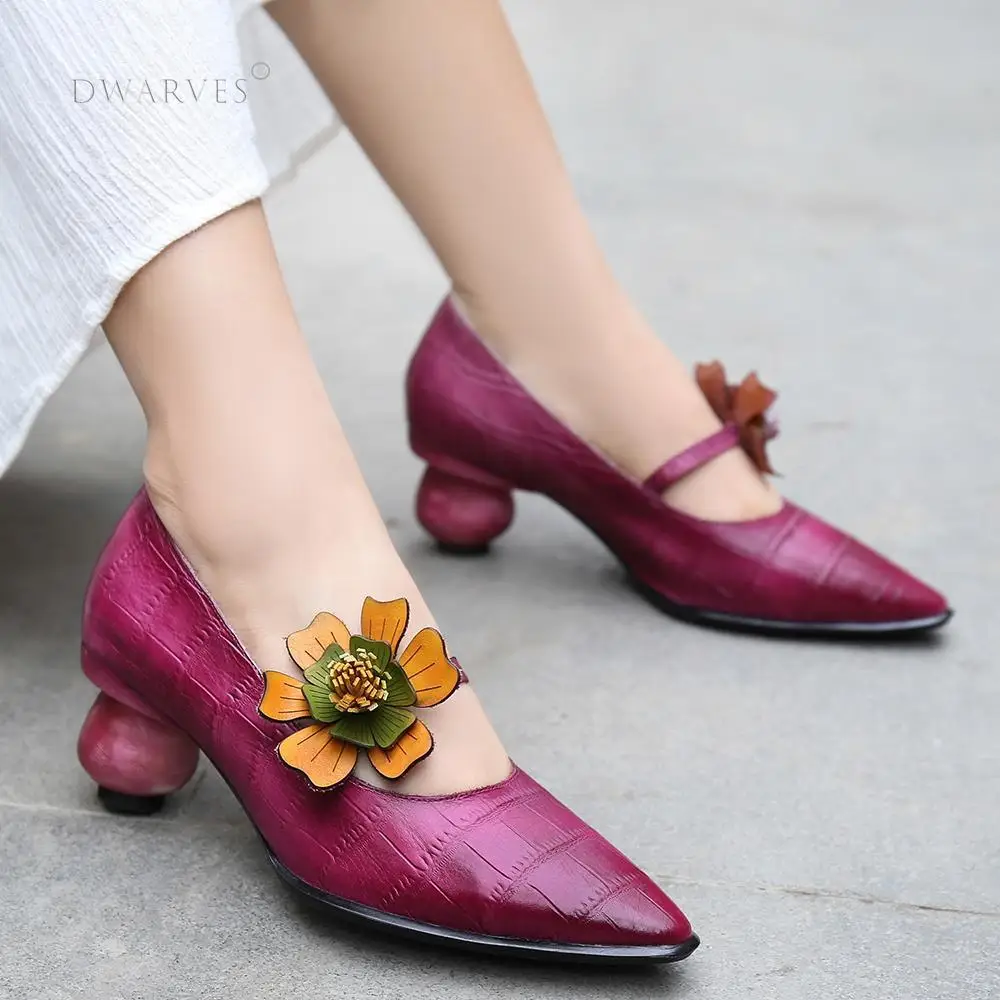 Handmade Genuine Leather Retro Pointed Toe Heels Pumps Women Shoes Block Heels Slip On Office Shoes Purple/Coffee
Handmade Genuine Leather Retro Pointed Toe Heels Pumps Women Shoes Block Heels Slip On Office Shoes Purple/Coffee