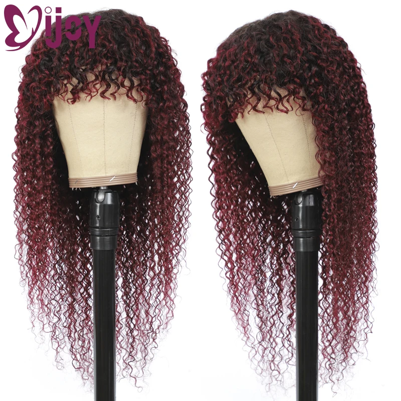 Omber 99J/Burgundy Red Color Kinky Curly Human Hair Wigs With Bangs IJOY Brazilian Natural Wig Non-Remy Curly Human Hair Wigs
Omber 99J/Burgundy Red Color Kinky Curly Human Hair Wigs With Bangs IJOY Brazilian Natural Wig Non-Remy Curly Human Hair Wigs