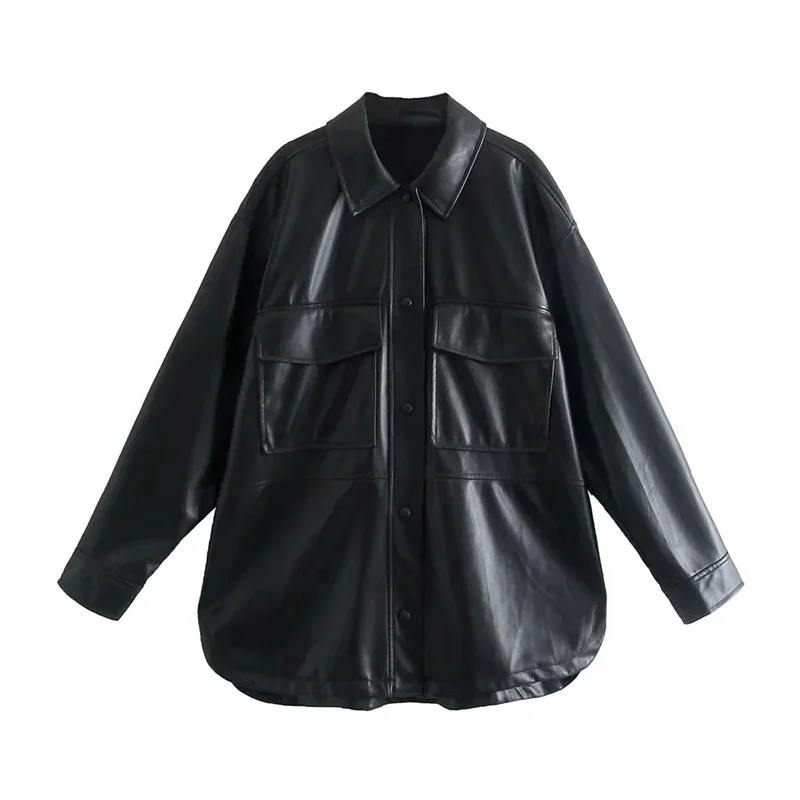 UNIQYB ZA 2021 Autumn Women Black Elegant Classic Faux Leather Jacket Coat Pockets Ladies Long Sleeve Loose Oversize Retro Coat
UNIQYB ZA 2021 Autumn Women Black Elegant Classic Faux Leather Jacket Coat Pockets Ladies Long Sleeve Loose Oversize Retro Coat