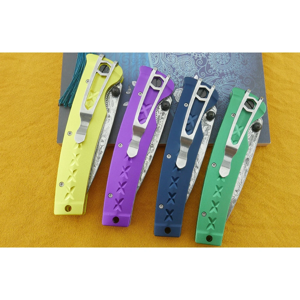 Damascus steel folding knife with aluminum handle tactical outdoor camping survival climbing hunting self-defense tool knife 
Damascus steel folding knife with aluminum handle tactical outdoor camping survival climbing hunting self-defense tool knife