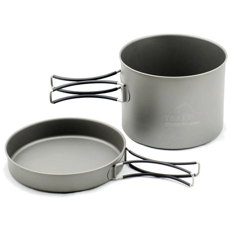 TOAKS Titanium Cookware Set Cooking Pot and Pans Kitchen Tools with Folded Handle Can be Used as Water Cups Bowl CKW-1350
TOAKS Titanium Cookware Set Cooking Pot and Pans Kitchen Tools with Folded Handle Can be Used as Water Cups Bowl CKW-1350