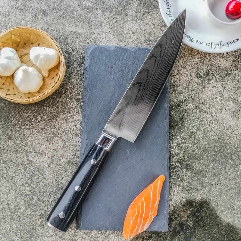 Damascus Pattern Chef's Knife Cutting Meat Kitchen Knife Fish Sashimi Western Steel Pattern Santoku Sushi Cooking Knife 1 Pcs 
Damascus Pattern Chef's Knife Cutting Meat Kitchen Knife Fish Sashimi Western Steel Pattern Santoku Sushi Cooking Knife 1 Pcs