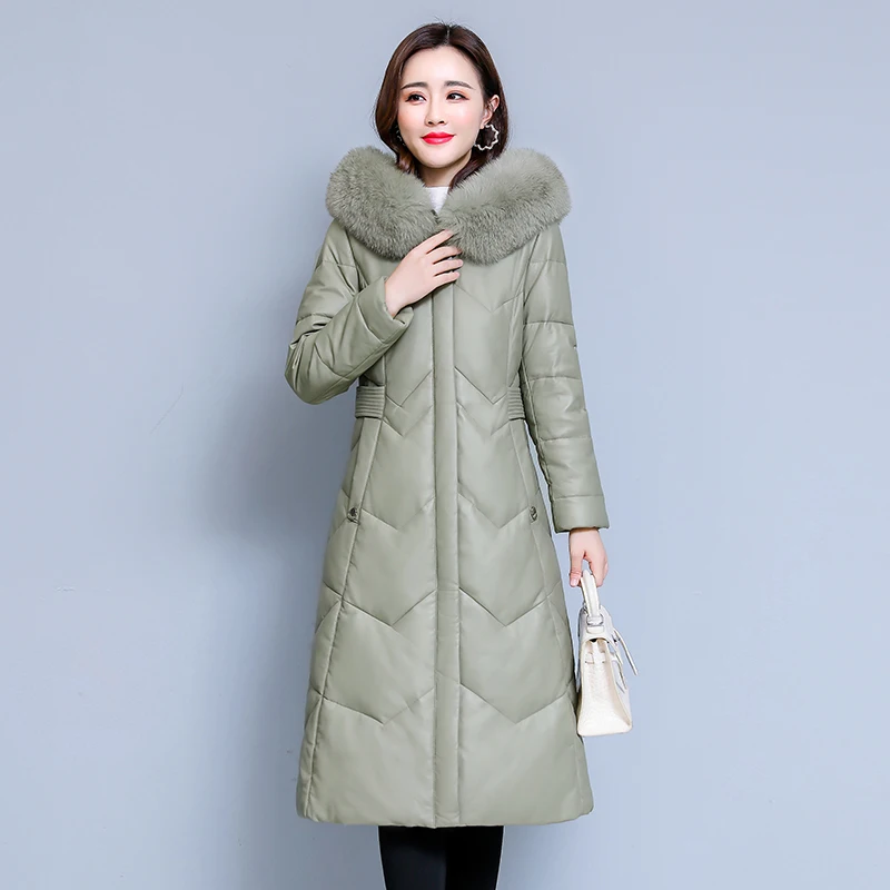 Women Winter Genuine Sheepskin Leather Jacket Fashion Warm Hooded Fox Fur Collar Coat Female Long Plus Size Leather Down Jacket
Women Winter Genuine Sheepskin Leather Jacket Fashion Warm Hooded Fox Fur Collar Coat Female Long Plus Size Leather Down Jacket
