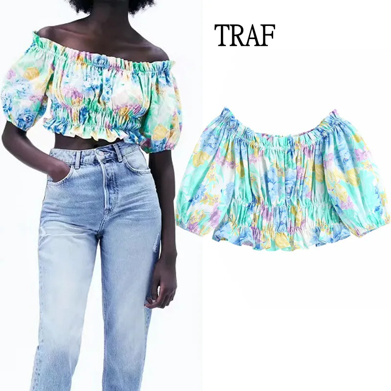 TRAF 2021 Floral Print Cropped Blouse Women Summer Vintage Top Off Shoulder Sexy Top Woman Shirts Chic Pleated Smocked Blouse
TRAF 2021 Floral Print Cropped Blouse Women Summer Vintage Top Off Shoulder Sexy Top Woman Shirts Chic Pleated Smocked Blouse