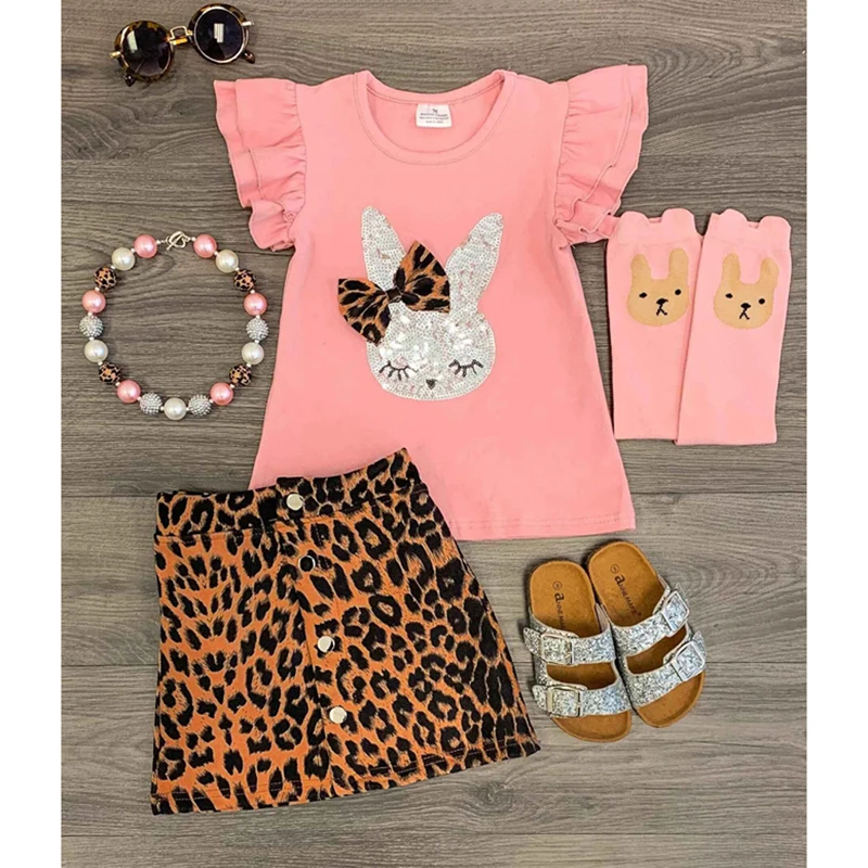 2021 new Kids Baby Girls Sleeveless Rabbit Pink Tops Leopard Shorts Skirts Sister 2Pcs Girls Fashion Clothing Sets
2021 new Kids Baby Girls Sleeveless Rabbit Pink Tops Leopard Shorts Skirts Sister 2Pcs Girls Fashion Clothing Sets