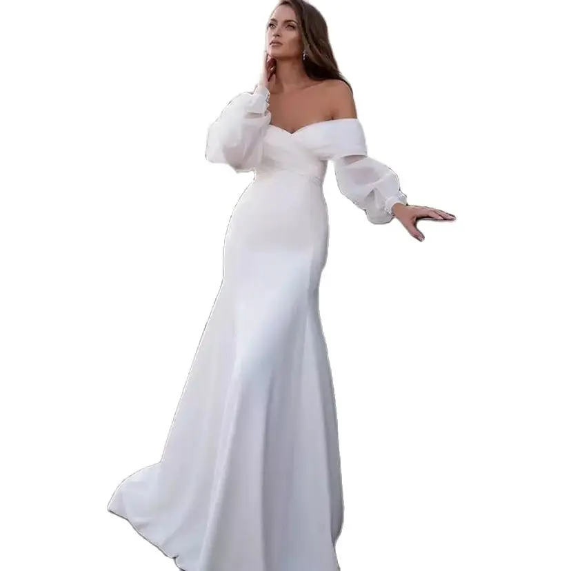 Новинка осеннее простое белое атласное свадебное платье со средней талией с одной линией воротника платье невесты с талией и тонким светил...
Новинка осеннее простое белое атласное свадебное платье со средней талией с одной линией воротника платье невесты с талией и тонким светил...