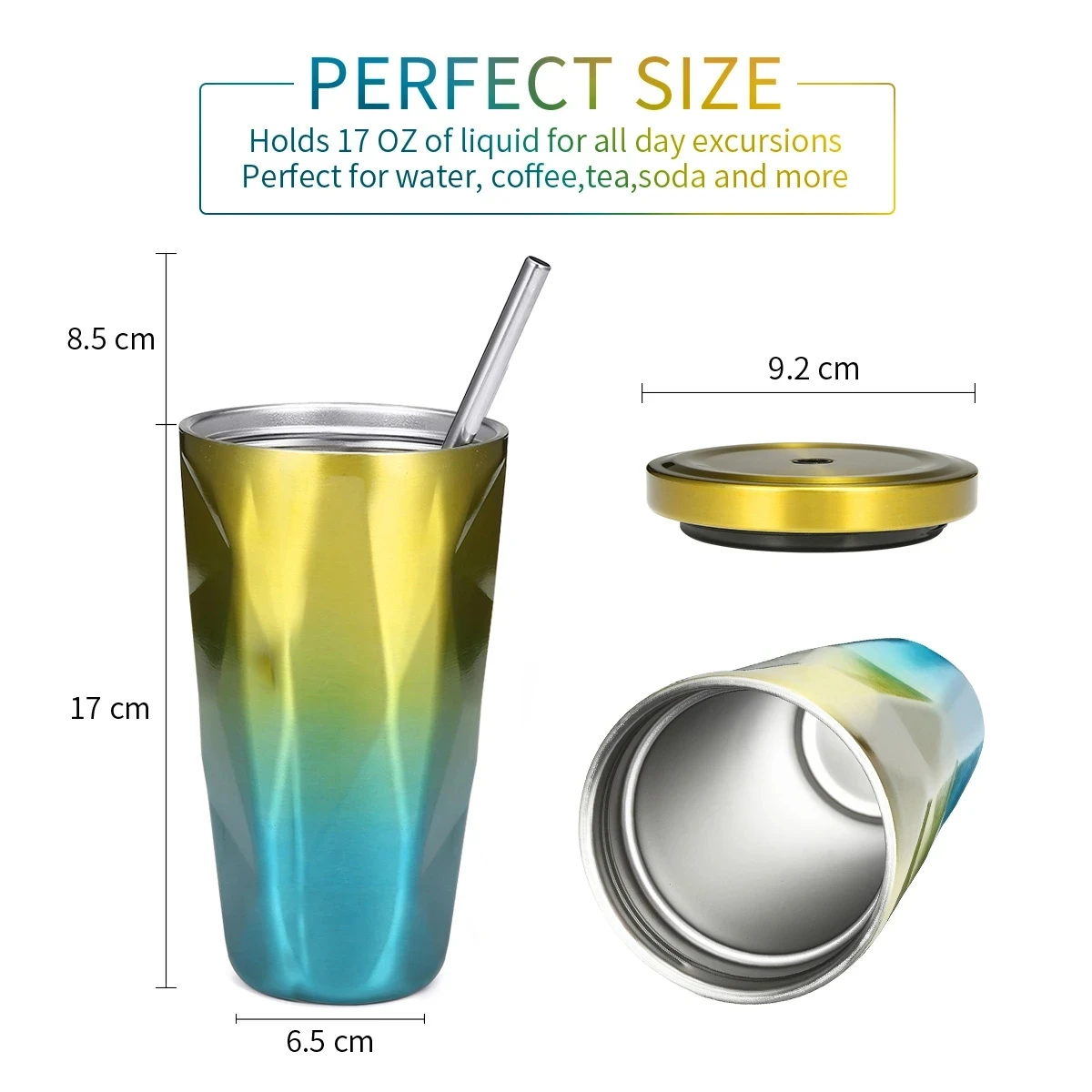 473L Stainless Steel Water Bottles Coffee Ice Cup Portable Travel Mug Gradient Color Diamond Double Wall Drinking Straw A30
473L Stainless Steel Water Bottles Coffee Ice Cup Portable Travel Mug Gradient Color Diamond Double Wall Drinking Straw A30