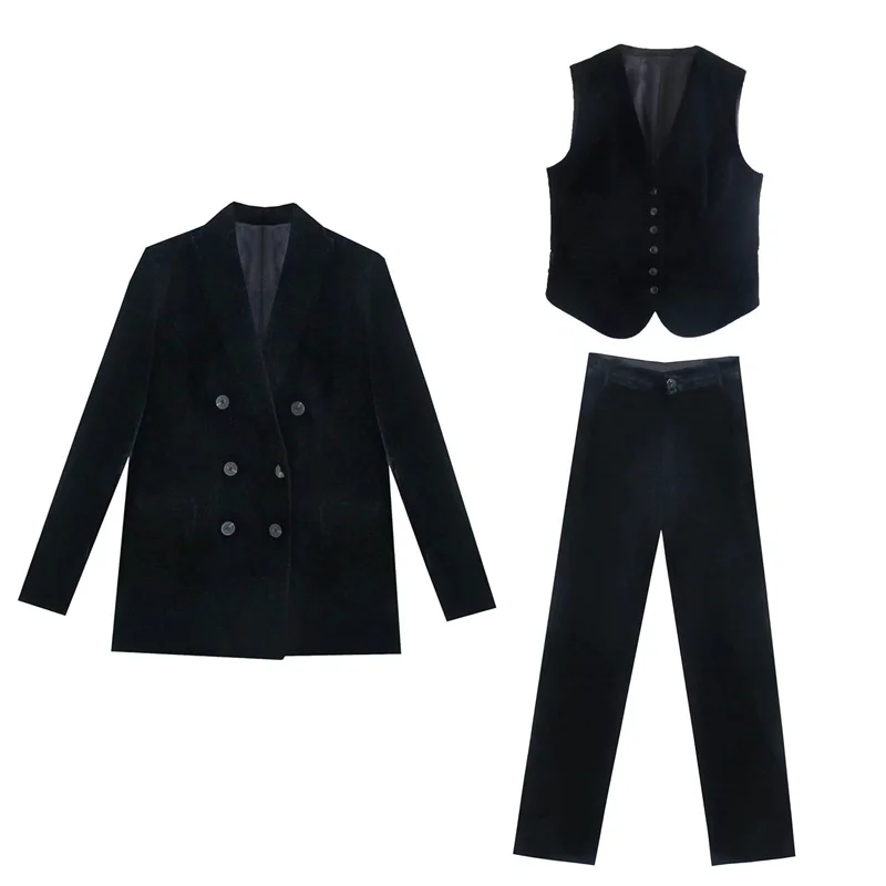 Женский Повседневный черный двубортный костюм из блейзера, Осенний женский однотонный костюм из жилета, элегантный бархатный костюм для да...
Женский Повседневный черный двубортный костюм из блейзера, Осенний женский однотонный костюм из жилета, элегантный бархатный костюм для да...
