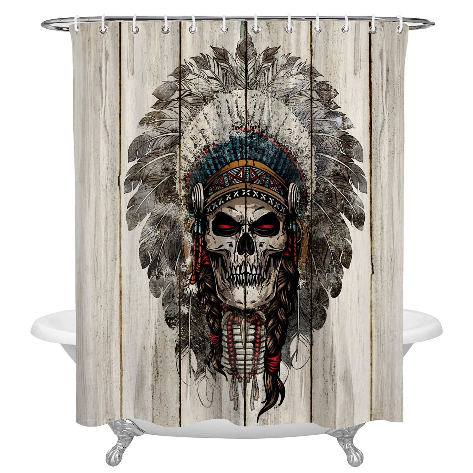 Wood Grain Chiefs Skull Shower Curtain Home Bath Decorative Waterproof Polyester Fabric Bathroom Curtain
Wood Grain Chiefs Skull Shower Curtain Home Bath Decorative Waterproof Polyester Fabric Bathroom Curtain