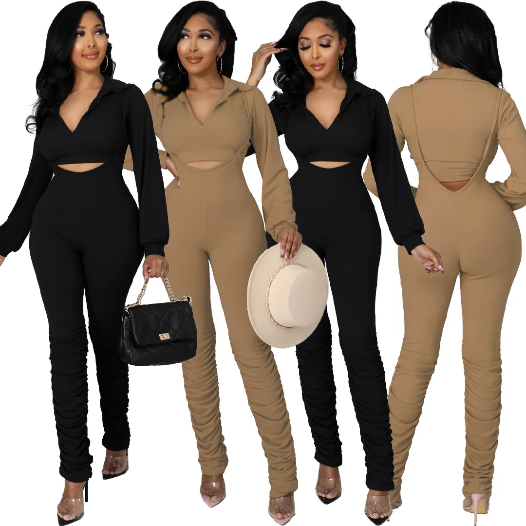 Wholesale Items for Business Causal Two Piece Set Women Solid Crop Tops Suspender Stacked Pants Streetwear Party Club Outfits
Wholesale Items for Business Causal Two Piece Set Women Solid Crop Tops Suspender Stacked Pants Streetwear Party Club Outfits