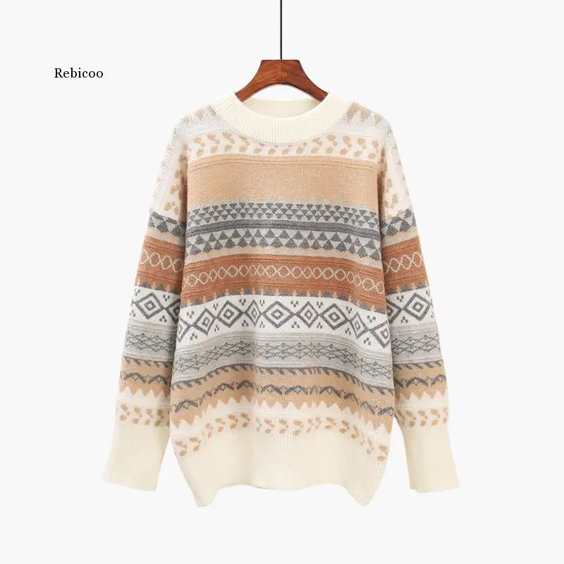 Women Vintage Pullover and Sweaters Winter Loose Style Striped Pull Jumpers Korean Style Knitwear Casual Tops
Women Vintage Pullover and Sweaters Winter Loose Style Striped Pull Jumpers Korean Style Knitwear Casual Tops