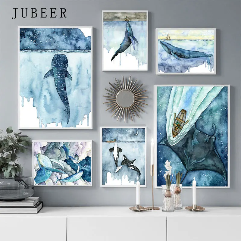 Nordic Style Whale Canvas Painting Watercolor Sea Animals Posters and Prints for Living Room Wall Art Home Decorative Picture
Nordic Style Whale Canvas Painting Watercolor Sea Animals Posters and Prints for Living Room Wall Art Home Decorative Picture