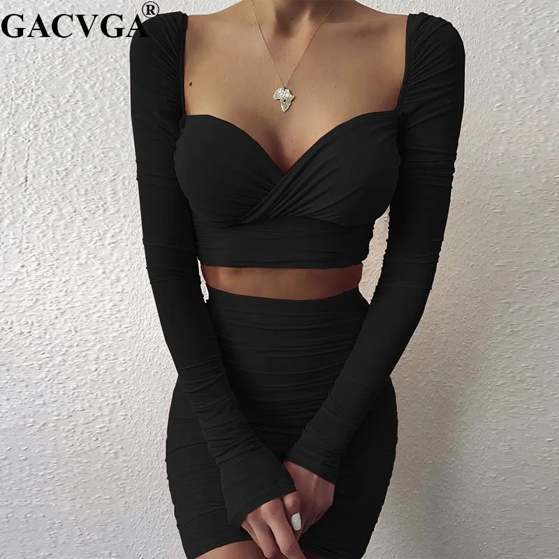 GACVGA 2020 Two Piece Dress Women Ruched Bodycon Dress Short Strapless Autumn Long Sleeve Casual Party Dress Vestidos
GACVGA 2020 Two Piece Dress Women Ruched Bodycon Dress Short Strapless Autumn Long Sleeve Casual Party Dress Vestidos