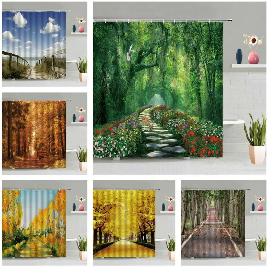 Forest Path Shower Curtain Flower Road Green Plant Tree Bathroom Accessories Set Waterproof Wall Hanging Curtains Home Decor
Forest Path Shower Curtain Flower Road Green Plant Tree Bathroom Accessories Set Waterproof Wall Hanging Curtains Home Decor