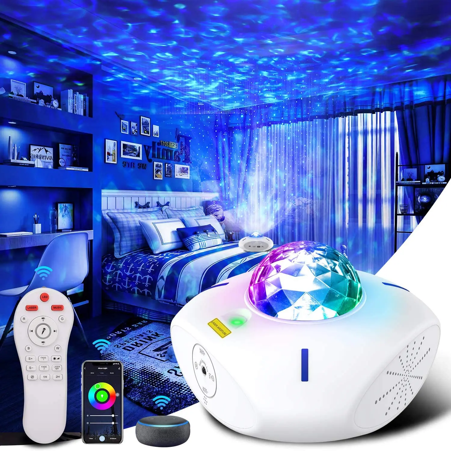 360 Pro Galaxy Star Projector Ocean Wave Sky Rotation Lamp with Alexa Bluetooth Speaker Night Light for Kids Adults Bedroom Gift
360 Pro Galaxy Star Projector Ocean Wave Sky Rotation Lamp with Alexa Bluetooth Speaker Night Light for Kids Adults Bedroom Gift