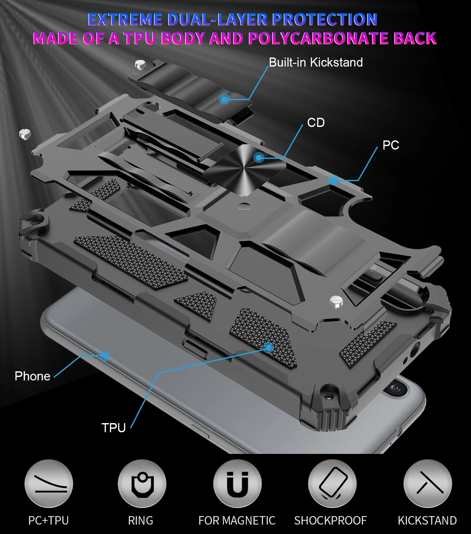 Luxury Rugged Armor Heavy Shockproof Phone Case For LG Stylo 7 Q52 Q62 K52 K53 5G 4G Car Magnetic Protection Kickstand PC Cover
Luxury Rugged Armor Heavy Shockproof Phone Case For LG Stylo 7 Q52 Q62 K52 K53 5G 4G Car Magnetic Protection Kickstand PC Cover
