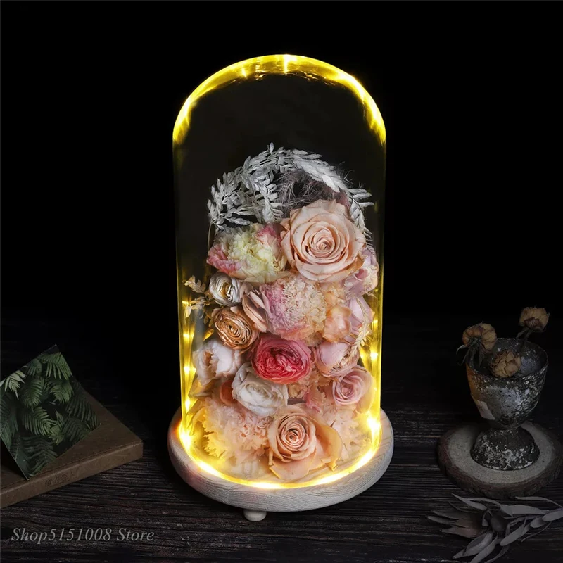 Современный Стеклянный ночсветильник s купол крышка Декор сухой цветок