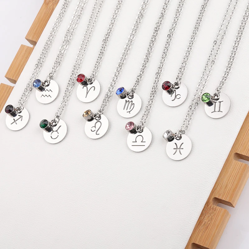 Dainty 12 Zodiac And Birthstone Necklace Stainless Steel Celestial Constellation Coin Necklace Personalized Birthday Gift
Dainty 12 Zodiac And Birthstone Necklace Stainless Steel Celestial Constellation Coin Necklace Personalized Birthday Gift