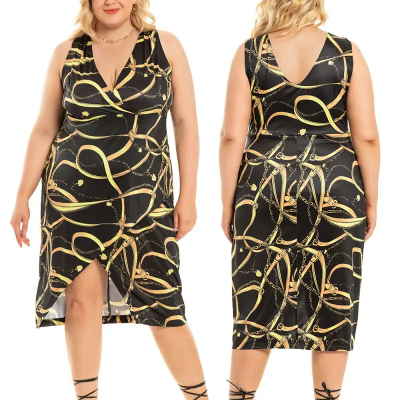 Deep V-Neck Womens Dress Sleeveless Loose Sundress Print Fit Summer Holiday Party Plus Size Sexy Midi Dress
Deep V-Neck Womens Dress Sleeveless Loose Sundress Print Fit Summer Holiday Party Plus Size Sexy Midi Dress