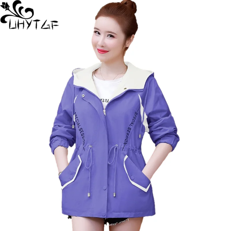 UHYTGF Spring Autumn Jacket Hooded Casual Windbreaker Women Long Sleeve Zipper Slim Plus Size Outerwear Elegant Female Tops 1555
UHYTGF Spring Autumn Jacket Hooded Casual Windbreaker Women Long Sleeve Zipper Slim Plus Size Outerwear Elegant Female Tops 1555
