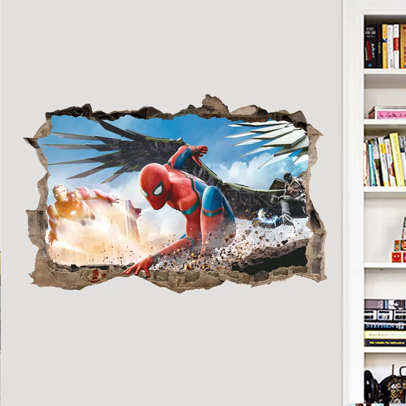 Горячие 3D наклейки на стену Человек-паук для детской комнаты спальни украшение