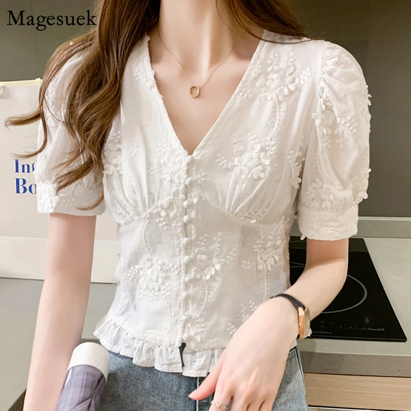2021 New Casual Sweet White Blouse Women V-neck Retro Floral Shirt Tops Women Puff Sleeve Elegant Slim Woman Blouses Blusas 9778
2021 New Casual Sweet White Blouse Women V-neck Retro Floral Shirt Tops Women Puff Sleeve Elegant Slim Woman Blouses Blusas 9778