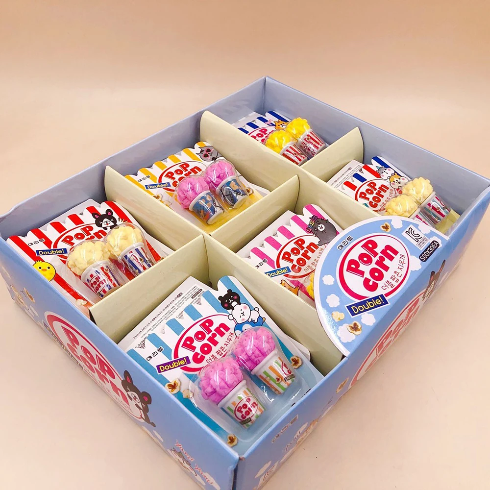 1 упаковка милых ластиков для попкорна Детские канцелярские принадлежности