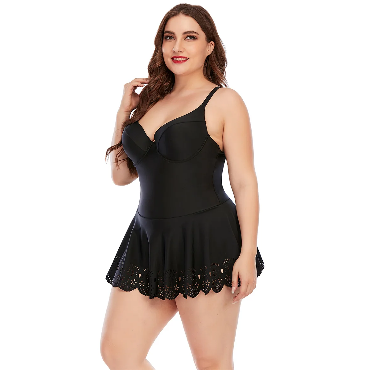 2021 Summer Sexy One-piece Large Size Swimwear Solid Black Women big Plus Size Swimsuit Female Bathing Suit For Pool Beach Wear
2021 Summer Sexy One-piece Large Size Swimwear Solid Black Women big Plus Size Swimsuit Female Bathing Suit For Pool Beach Wear