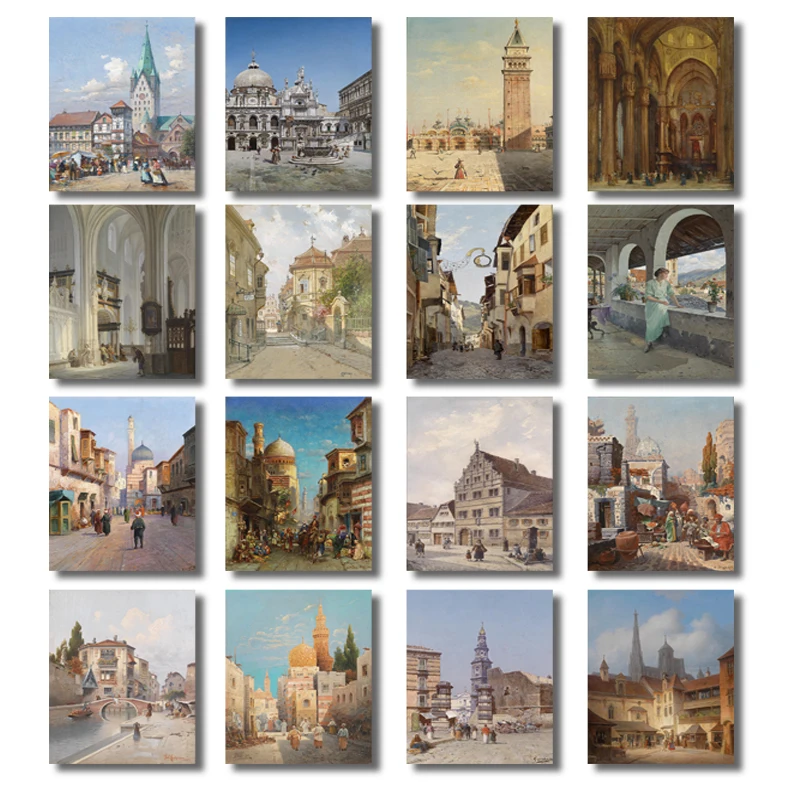 Impression Oil Painting European Style City Building Decoration Poster Small Town Square Street Shop Landscape Hanging Painting
Impression Oil Painting European Style City Building Decoration Poster Small Town Square Street Shop Landscape Hanging Painting