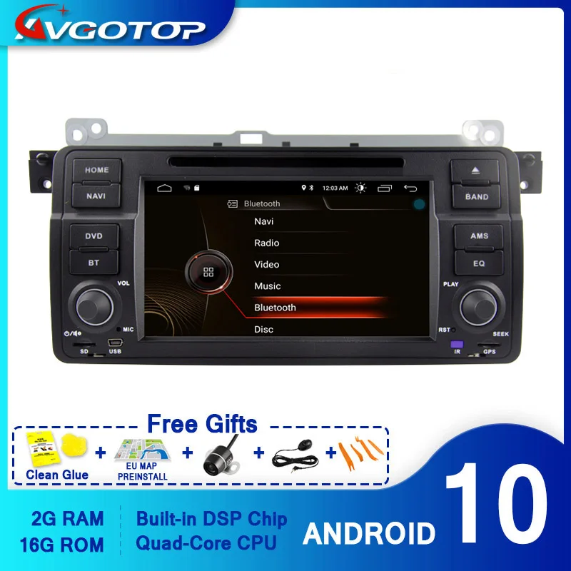 Автомагнитола AVGOTOP Android 10 GPS DVD плеер для BMW E46 (1998 2005) M3 Wi Fi автомобильный