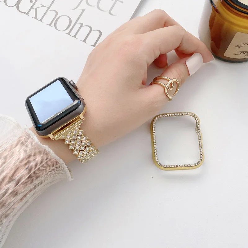Браслет и чехол для Apple Watch 38 мм 42 мм 40 мм 44 мм, браслет из нержавеющей стали с бриллиантами, золотистый чехол для IWatch Band 6 5 4 3 2
Браслет и чехол для Apple Watch 38 мм 42 мм 40 мм 44 мм, браслет из нержавеющей стали с бриллиантами, золотистый чехол для IWatch Band 6 5 4 3 2