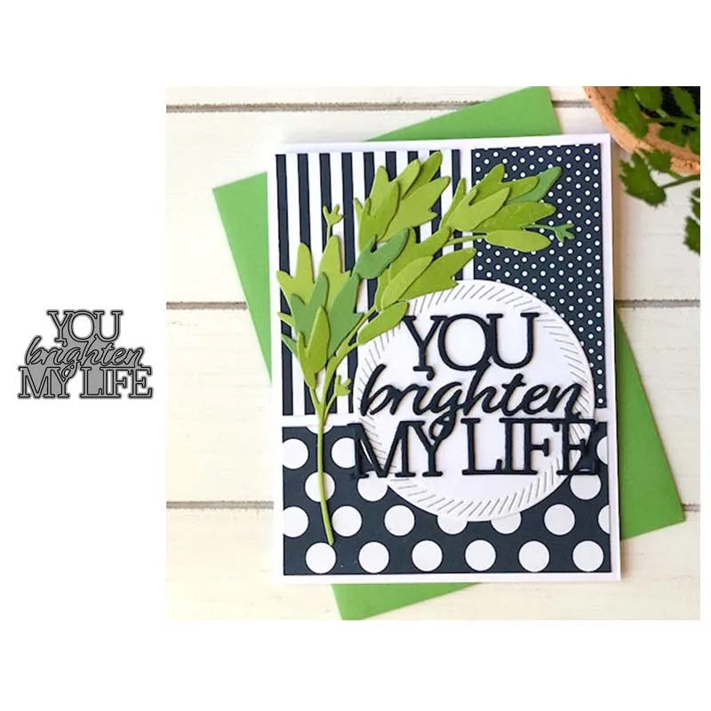 JC YOU Brighten MY LIFE Letters Metal Cutting Dies Stencil DIY Scrapbooking Craft Mold Handmade Template Model Punch Blade Dies
JC YOU Brighten MY LIFE Letters Metal Cutting Dies Stencil DIY Scrapbooking Craft Mold Handmade Template Model Punch Blade Dies