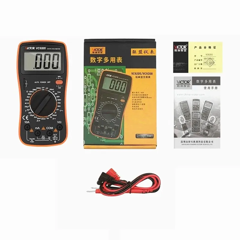 VC9205 LCD Display AC DC Voltmeter Resistance Ohmmeter Capacitance Diode hFE Testing Tool Volt Amp Ohm Meter Digital Multimeter
VC9205 LCD Display AC DC Voltmeter Resistance Ohmmeter Capacitance Diode hFE Testing Tool Volt Amp Ohm Meter Digital Multimeter