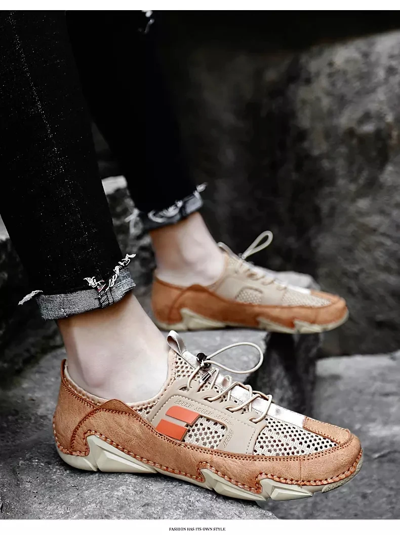 Men's Summer Leather Doudou Shoes Mesh Casual Sandals Shoes Soft Sole Comfortable And Breathable Large Size 38-46
Men's Summer Leather Doudou Shoes Mesh Casual Sandals Shoes Soft Sole Comfortable And Breathable Large Size 38-46