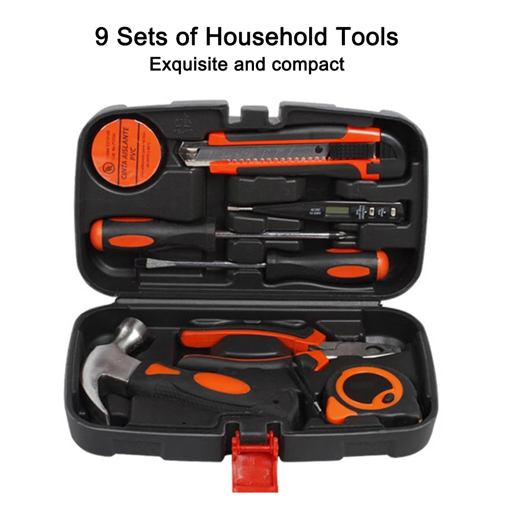 9pcs/Box Household Hand Tools Kit Plastic Tool Box Storage Case For Home Garages And Workshops Repair Manual Portable Tool Kits
9pcs/Box Household Hand Tools Kit Plastic Tool Box Storage Case For Home Garages And Workshops Repair Manual Portable Tool Kits
