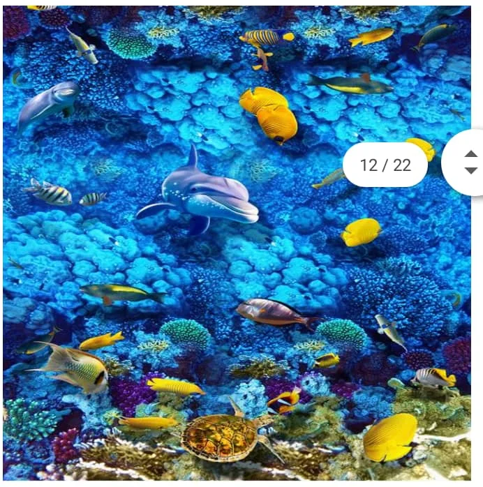 

Custom photo wallpaper for walls 3 d mural Underwater World Dolphin Sea Turtle Seaweed Coral Tropical Fish 3D Floor Painting