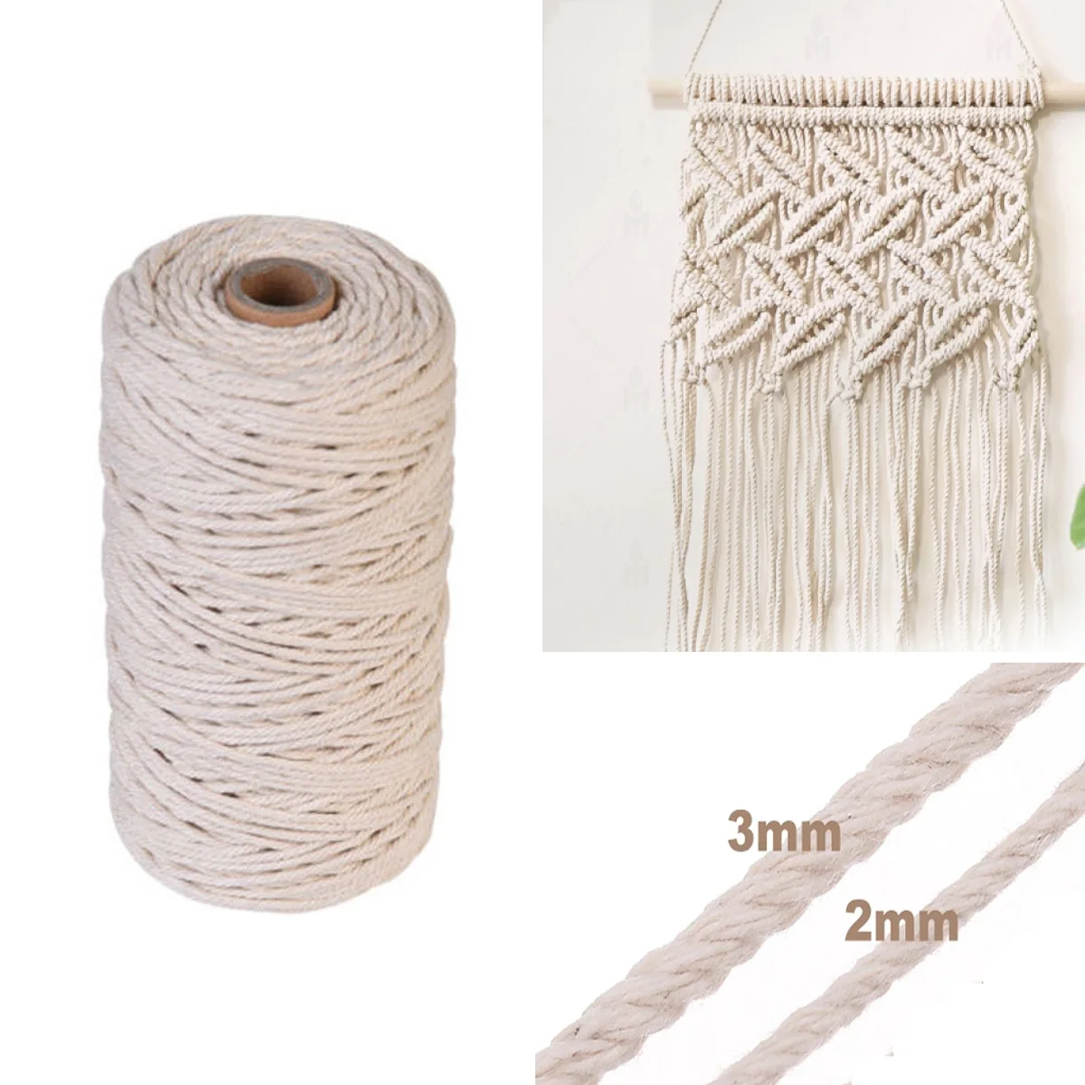 Durable 200m White Cotton Cord Natural Beige Twisted Cord Rope Craft Macrame String DIY Handmade Home Decorative supply 2/3mm
Durable 200m White Cotton Cord Natural Beige Twisted Cord Rope Craft Macrame String DIY Handmade Home Decorative supply 2/3mm