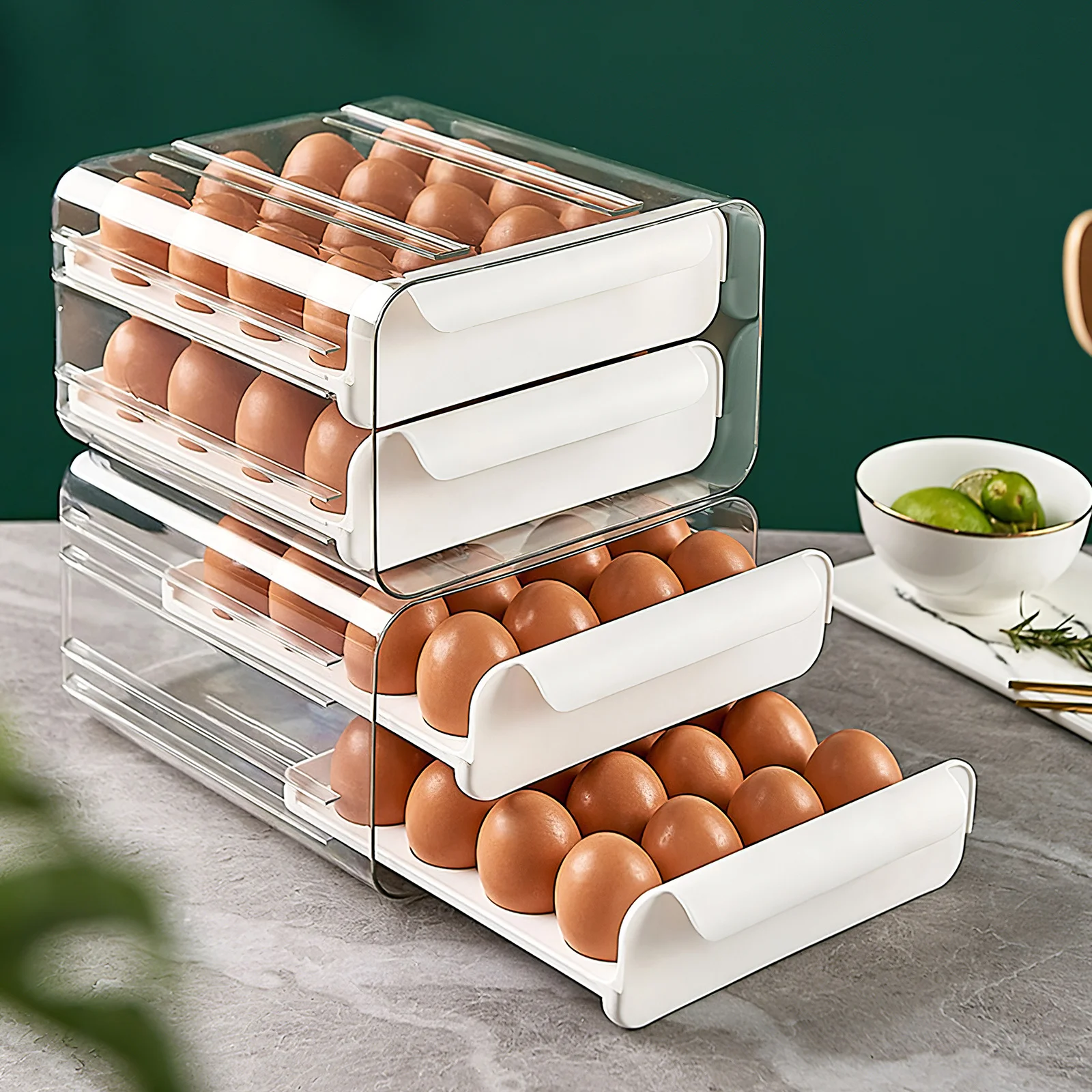 32-Grid Egg Holder Double-layer Eggs Storage Container Large Capacity Egg Drawer Keep Fresh Easy to Use for Refrigerator Kitchen
32-Grid Egg Holder Double-layer Eggs Storage Container Large Capacity Egg Drawer Keep Fresh Easy to Use for Refrigerator Kitchen
