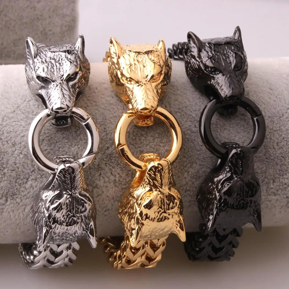 Hot Sale Punk Men's Gold Black Tone 316L Stainless Steel Two Wolf Heads Bracelet Jewelry Gift 8.66"
Hot Sale Punk Men's Gold Black Tone 316L Stainless Steel Two Wolf Heads Bracelet Jewelry Gift 8.66"