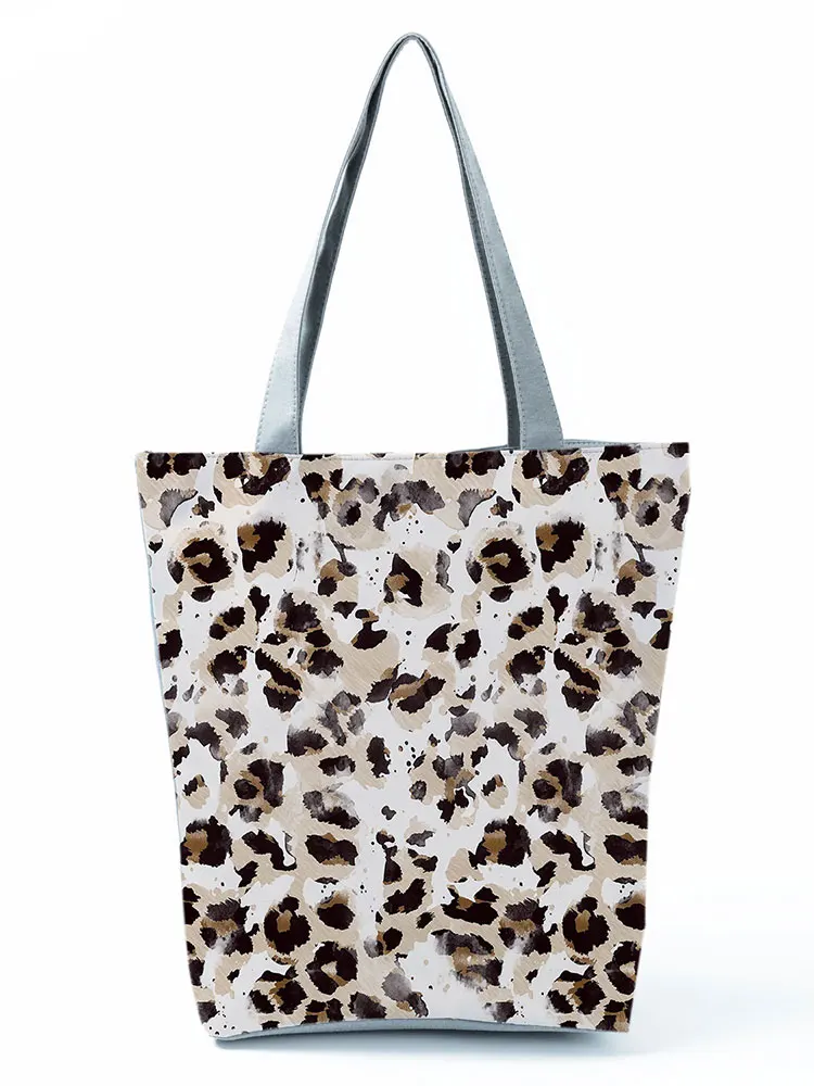

Женская сумка через плечо с леопардовым принтом, вместительная Экологически чистая многоразовая уличная практичная Портативная сумка для ...