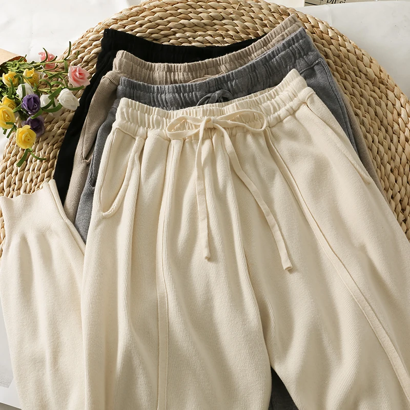 Шаровары женские трикотажные, Осень-зима, свободные 
Шаровары женские трикотажные, Осень-зима, свободные