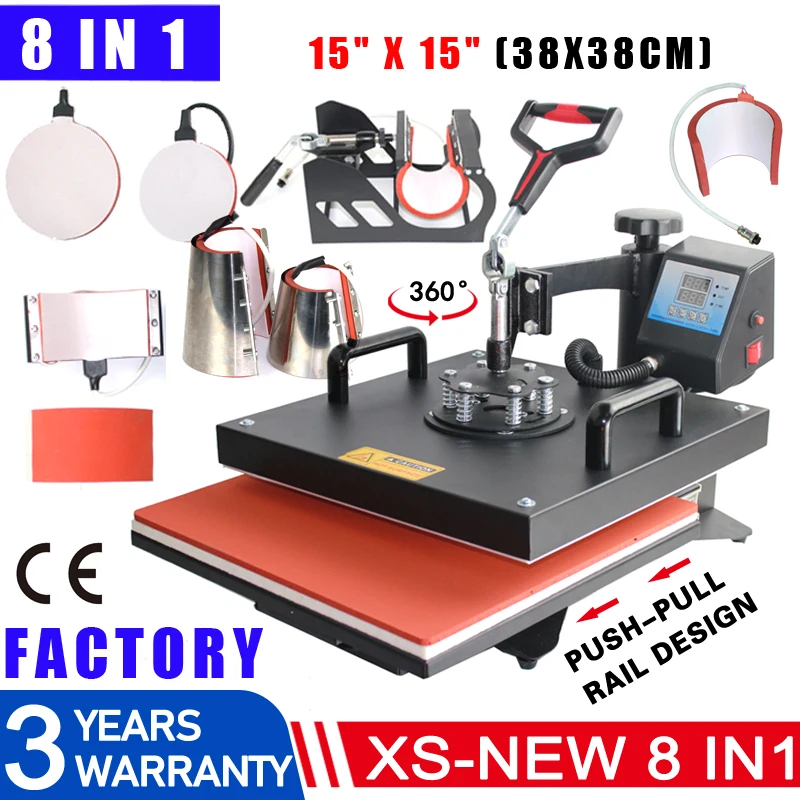 15*15inch 38*38CM 8 In 1 Heat transfer Machine press Combo Sublimation printer printing For Mug/Cap/T shirt/Phone cases
15*15inch 38*38CM 8 In 1 Heat transfer Machine press Combo Sublimation printer printing For Mug/Cap/T shirt/Phone cases