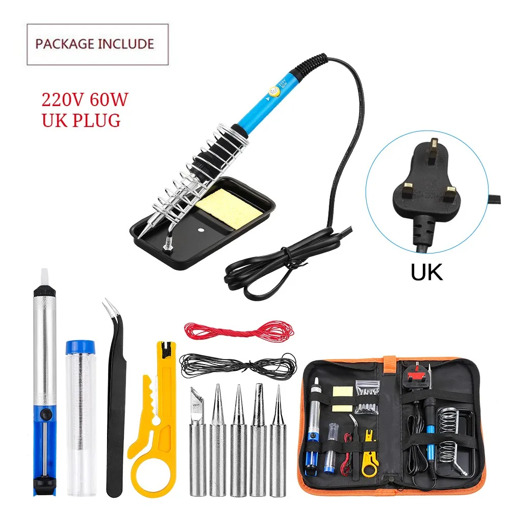 15Pcs Electric Soldering Iron Tip Repair Tool Kit With Bag 60W Adjustable Temperature Welding Solder Rework Station Heat Burner
15Pcs Electric Soldering Iron Tip Repair Tool Kit With Bag 60W Adjustable Temperature Welding Solder Rework Station Heat Burner