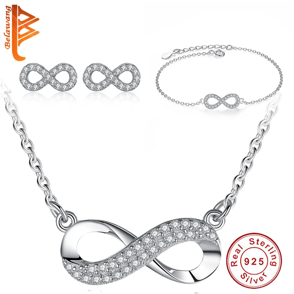 Женский комплект украшений BELAWANG, из 100% серебра 925 пробы, с прозрачными кристаллами
Женский комплект украшений BELAWANG, из 100% серебра 925 пробы, с прозрачными кристаллами