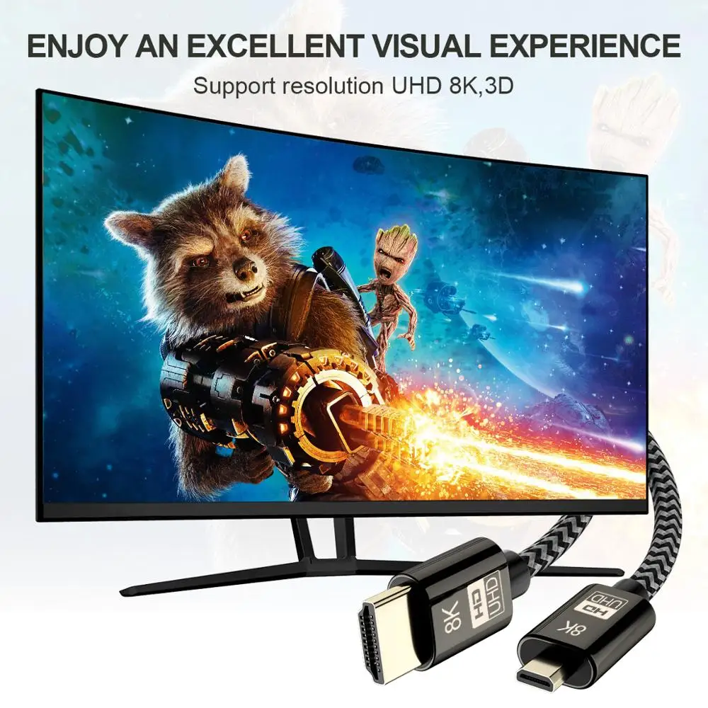 Micro HDMI to Cable High Speed 8K 60Hz Male HDR 2.1 Adapter Compatible with GoPro Hero 7/6/5 2018 | Электроника