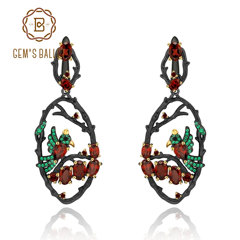 GEM'S BALLET 925 Sterling Silver Handmade Branches Bird Women's Drop Earrings Natural Red Garnet Gemstone Earrings Fine Jewelry
GEM'S BALLET 925 Sterling Silver Handmade Branches Bird Women's Drop Earrings Natural Red Garnet Gemstone Earrings Fine Jewelry