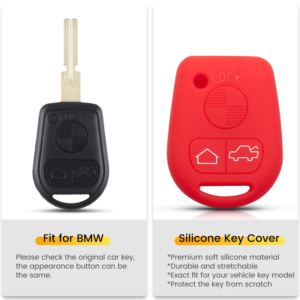 KEYYOU для BMW X3 X5 M3 530i 330i 330xi E31 E32 E34 E36 E38 E39 E46 Z3 Z4 E90 E60 3 кнопки ключ силиконовый чехол
