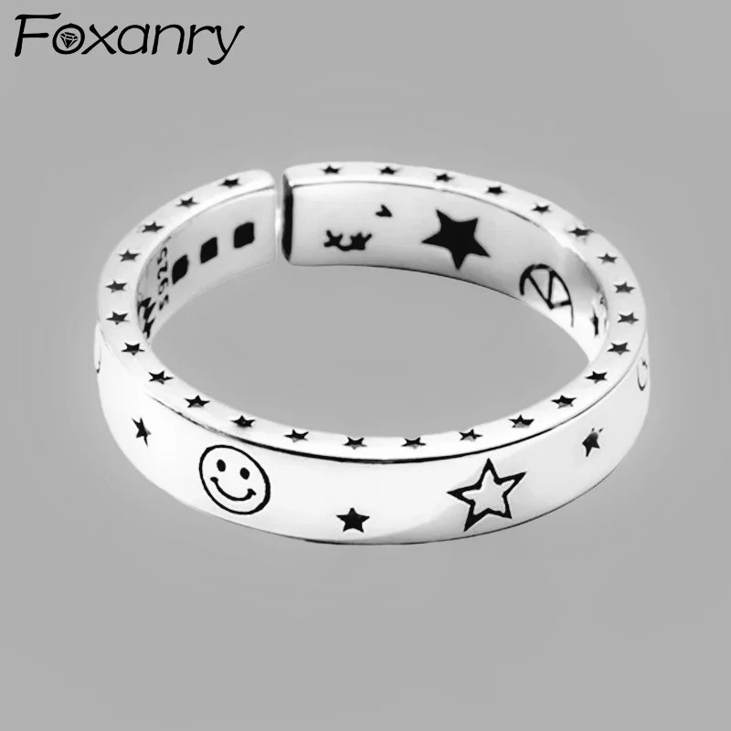 Evimi 925 Standard Silver Moon Stars Smile Smiley Opening Rings For Women Romantic Gift Thai Silver Vintage Style Fine Jewelry
Evimi 925 Standard Silver Moon Stars Smile Smiley Opening Rings For Women Romantic Gift Thai Silver Vintage Style Fine Jewelry