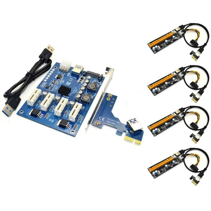PCI-E X1To4PCI-E X16 Expansion Kit 1To4 Port PCI Express Switch HUB 6Pin USB Riser Card & R43SF Extension Cable
PCI-E X1To4PCI-E X16 Expansion Kit 1To4 Port PCI Express Switch HUB 6Pin USB Riser Card & R43SF Extension Cable
